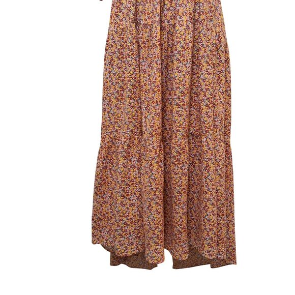 MinkPink Womens L Orange Multicolor Ditzy Floral Peasant Midi Dress - Picture 8 of 11